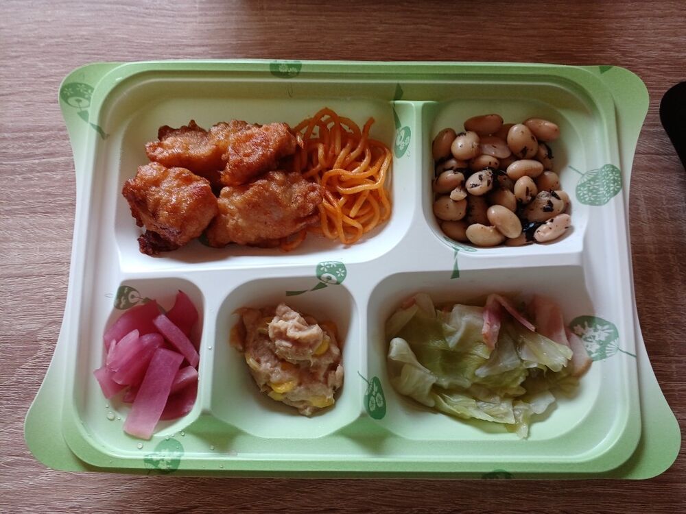 若鶏から揚げ(ナポリタン付)、豆ひじき 等の画像